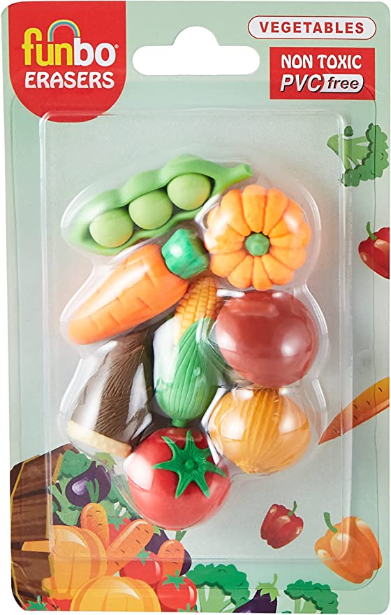 Funbo 3D Eraser in Blister Pack Vegetable, Multicolor