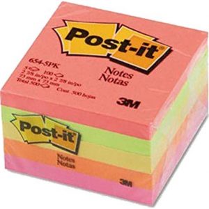 Post-it notes 3 x3 Neon Colors 100 Sheet Pad 5 Pads in Pack
