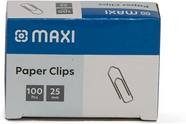 MAXI 25MM BOAT SHAPE PAPER CLIP BOX OF 100PC SILVER