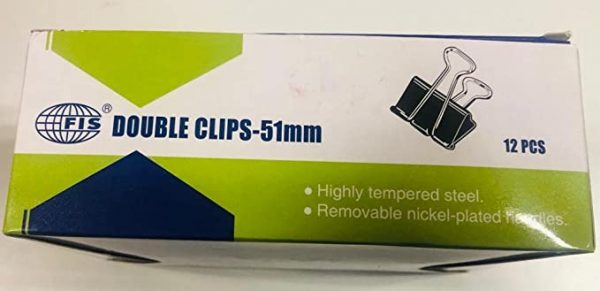 FIS DOUBLE CLIPS-51MM 12PCS HIGHLY TEMPERED STEEL