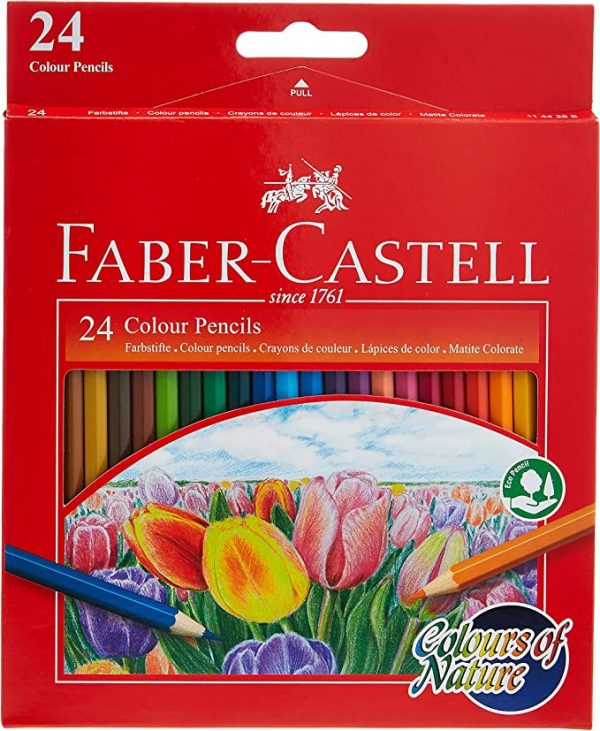 Faber Castell COLOURS OF NATURE COLOUR PENCILS 24 COLOUR IN A CARDBOARD BOX,Assorted designs