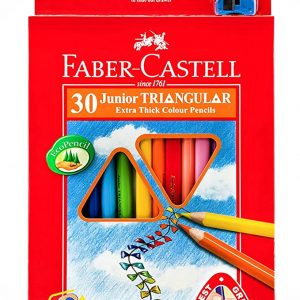 Faber Castell Junior Triangular Colour Pencils 30 Colour In A Cardboard Box, Black, 116530, Dessin, 30 Count