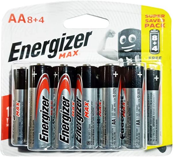 Energizer Max 1.5V Alkaline AA Batteries, 12 Pieces, Black