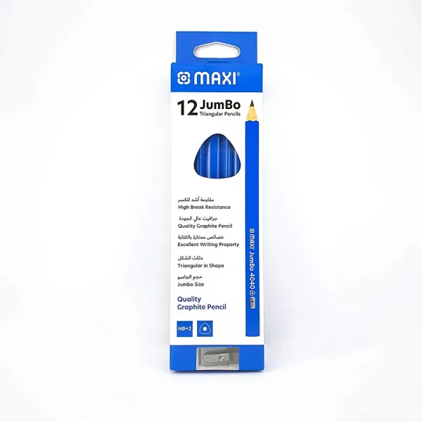 MAXI JUMBO TRI GRAPHITE PENCIL HB WITHOUT ERASER TIP BOX OF 12PC