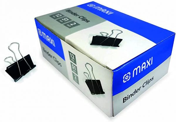 MAXI BINDER CLIP 51MM BOX OF 12PC BLACK