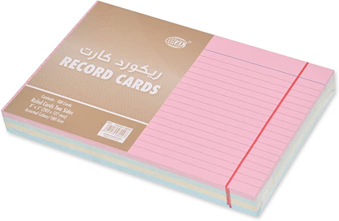 Fis Record Card 8X5" 180Gsm04 Assorted Colors -Fsic85