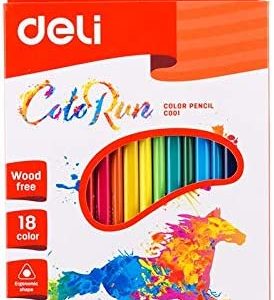 Deli Plastic 18 Colors Colored Pencils