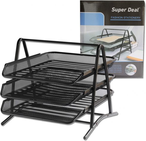 Super Deal A Type 3 Layers File Tray-Black Color
