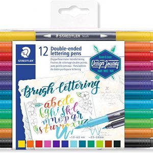 STAEDTLER Design Journey double-ended lettering pens in 12 assorted colours,