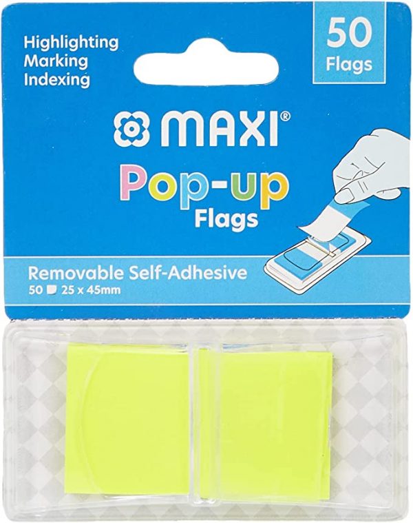 MAXI SELF ADHESIVE POP-UP FLAGS FLAT YELLOW 50PC