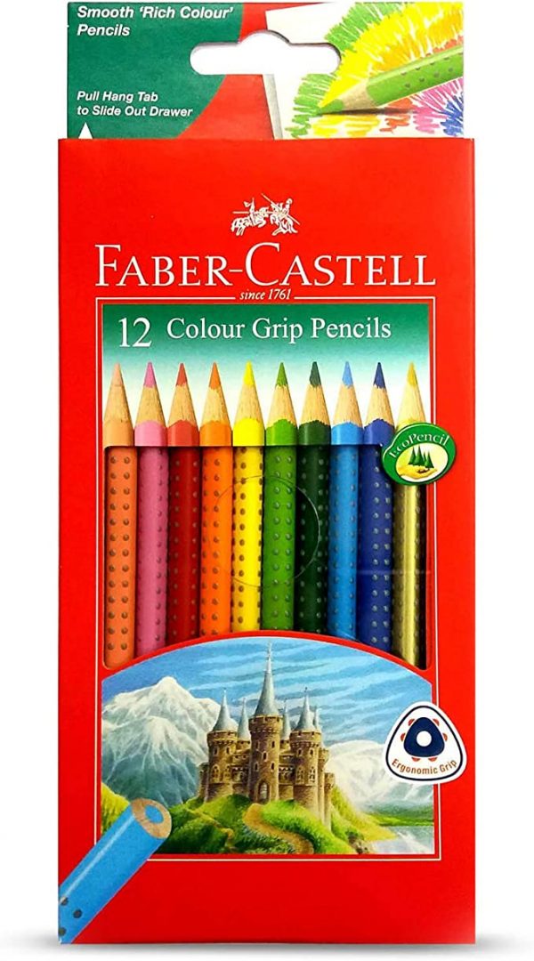 Faber-Castell Grip Colour Pencils 12 Colour In A Cardboard Box