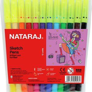 Nataraj Sketch Pen 12-Pieces, Multicolor