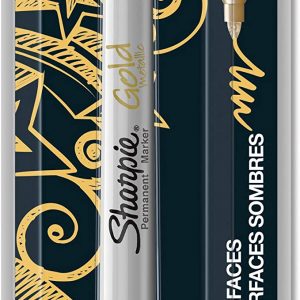 Sharpie Fine Tip Permanent Marker In Blister Pack, Metallic Gold