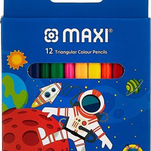 Maxi TRIANGULAR COLOUR PENCILS 12 COLOUR HALF SIZE IN A CARDBOARD BOX