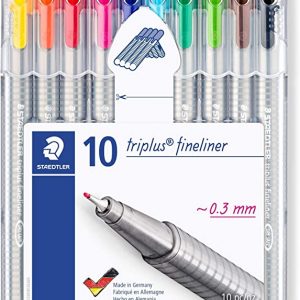 STAEDTLER Triplus Fineliner Superfine Point Pens, 0.3 mm, Assorted Colours, Pack of 10