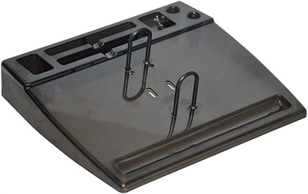 FIS FSDC02SM Executive Desk Calendar Stand with Pen Holder and Clip Holder, Smoky