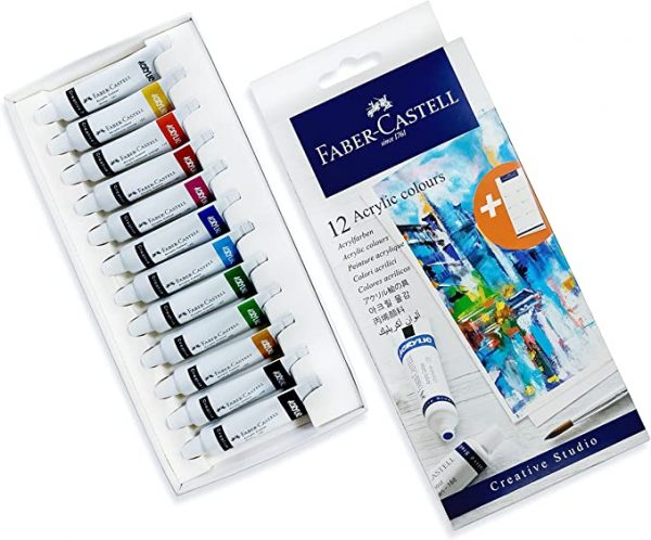 Faber Castell Acrylic Colors Set Of 12 X 9Ml Tubes In A Cardboard Pack,